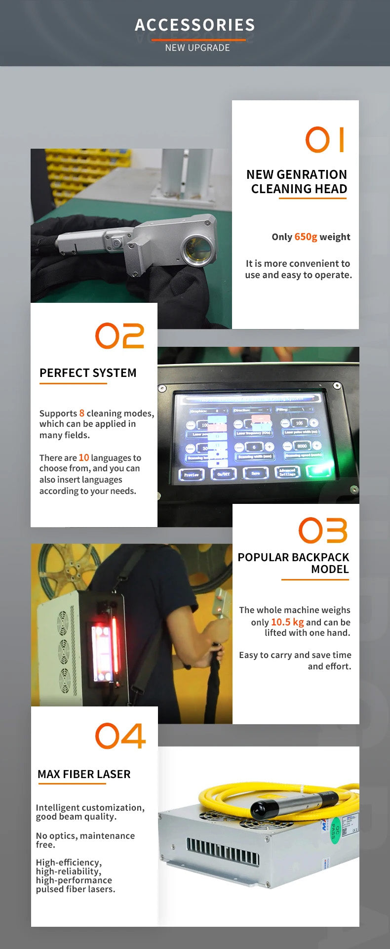 100 Watt Backpack Pulse Laser Cleaning Machine (other types available)